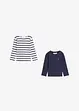 Lot de 2 T-shirts manches longues 100% coton, bonprix