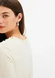 T-shirt côtelé à encolure froncée et volantée, bonprix