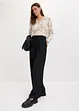 Pantalon à pinces aspect lin avec empiècement taille croisé, bonprix