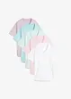 Weites Long-Shirt mit V-Ausschnitt, Kurzarm (5er Pack), bonprix