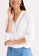 T-shirt manches 3/4 avec dentelle, style portefeuille, bonprix