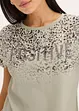 T-shirt à empiècement tissé et strass, bonprix