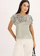 T-shirt à empiècement tissé et strass, bonprix