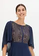 Robe midi en crêpe avec dentelle et cape, bonprix