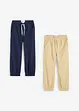 Lot de 2 pantalons taille extensible, 100% coton, bonprix