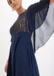 Robe midi en crêpe avec dentelle et cape, bonprix
