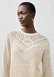 Pull ajouré en coton et lin, bonprix