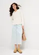 Jupe midi en jean taille mi-haute, toile super souple, bonprix
