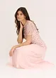Robe longue en tulle délicat à sequins brodés, bonprix