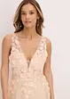 Robe longue en tulle délicat ornée de fleurs appliquées, bonprix