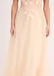 Robe longue en tulle délicat ornée de fleurs appliquées, bonprix
