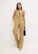 Pantalon taille haute à pinces en lin majoritaire, bonprix