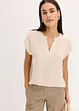 Blouse manches courtes en satin avec épaules descendues, bonprix