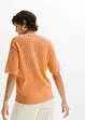 T-shirt en maille ajourée avec lin, manches coudes, bonprix