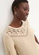 Ajour-Pullover mit Leinenanteil, bonprix