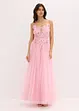Robe longue en tulle délicat avec dentelle, bonprix