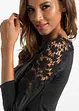 Shirt mit Häkeleinsatz und 3/4 Arm, bonprix