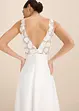 Robe de mariée en satin brillant avec application de fleurs, bonprix