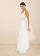 Robe de mariée en satin brillant avec application de fleurs, bonprix