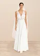 Robe de mariée en satin brillant avec application de fleurs, bonprix