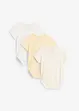 Lot de 3 bodies bébé croisés manches courtes, 100% coton, bonprix