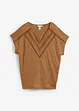 T-shirt 100% lin avec dentelle, bonprix