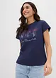 Lot de 2 T-shirts basiques avec imprimé, bonprix