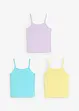 Lot de 3 tops à fines bretelles 100% coton, bonprix