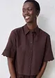 verkürzte Hemdbluse mit Seidenanteil, bonprix