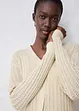 Ajour-Strickjacke mit Leinenanteil, bonprix