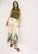 Pantalon à pinces en viscose avec imprimé bas de jambe, bonprix