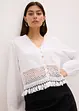 Blouse à empiècement crocheté et franges, bonprix