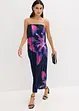 Bandeau-Kleid aus glänzendem Satin mit Plisse, bonprix