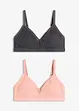 Lot de 2 soutiens-gorge bralette coton rembourrés sans armatures, bonprix