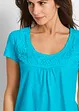 T-shirt coton et dentelle, manches courtes, bonprix