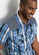 Chemise manches courtes avec empiècements denim, bonprix