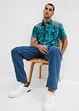 Kurzarmhemd mit Denim-Besatz, bonprix