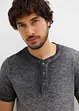 T-shirt col tunisien en 100% coton, aspect délavé, bonprix