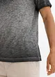 T-shirt col tunisien en 100% coton, aspect délavé, bonprix