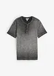 T-shirt col tunisien en 100% coton, aspect délavé, bonprix