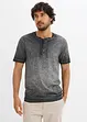 T-shirt col tunisien en 100% coton, aspect délavé, bonprix