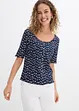 T-shirt côtelé à imprimé floral, manches coude, bonprix