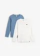 Langarm-Henleyshirt (2er Pack) aus reiner Bio-Baumwolle, bonprix