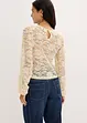 Kurzes Shirt aus elastischer Spitze, bonprix