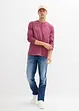 T-shirt manches longues délavé col tunisien, 100% coton, bonprix