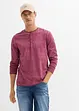 T-shirt manches longues délavé col tunisien, 100% coton, bonprix