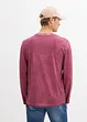T-shirt manches longues délavé col tunisien, 100% coton, bonprix
