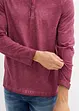 T-shirt manches longues délavé col tunisien, 100% coton, bonprix