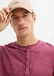 T-shirt manches longues délavé col tunisien, 100% coton, bonprix