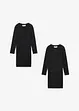 Jerseykleid aus elastischem Bio-Baumwoll-Mix (2er Pack), bonprix